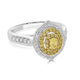 0.17ct Yellow Diamond ring with 0.42tct accent diamonds set in 18K two tone gold