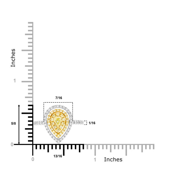 0.15tct Yellow Diamonds Ring With 0.65tct Diamonds Set In 18K Two Tone Gold