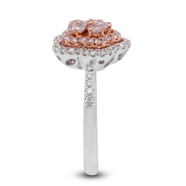 0.38Tct Pink Diamond Ring With 0.38Tct Diamonds  In 18K Two Tone Gold