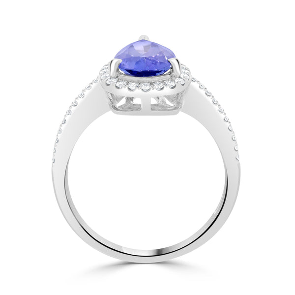 1.91ct Tanzanite Ring with 0.23tct Diamonds set in 14K White Gold