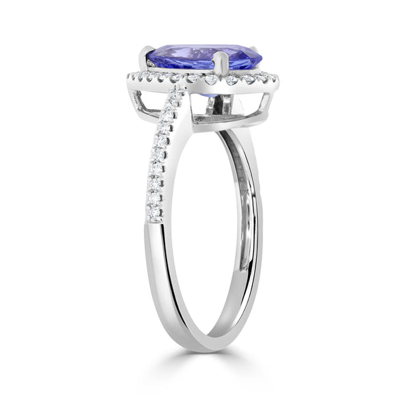 1.91ct Tanzanite Ring with 0.23tct Diamonds set in 14K White Gold