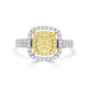 0.09ct Yellow Diamond Ring with 0.86ct Diamonds set in 14K Two Tone Gold