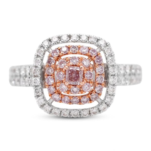 0.12Ct Pink Diamond Ring With 0.79Tct Diamonds In 18K Two Tone Gold