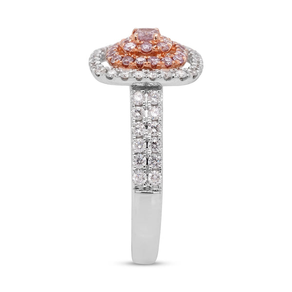 0.12Ct Pink Diamond Ring With 0.79Tct Diamonds In 18K Two Tone Gold