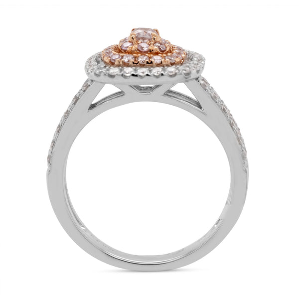 0.14Ct Pink Diamond Ring With 0.73Tct In 18K Two Tone Gold