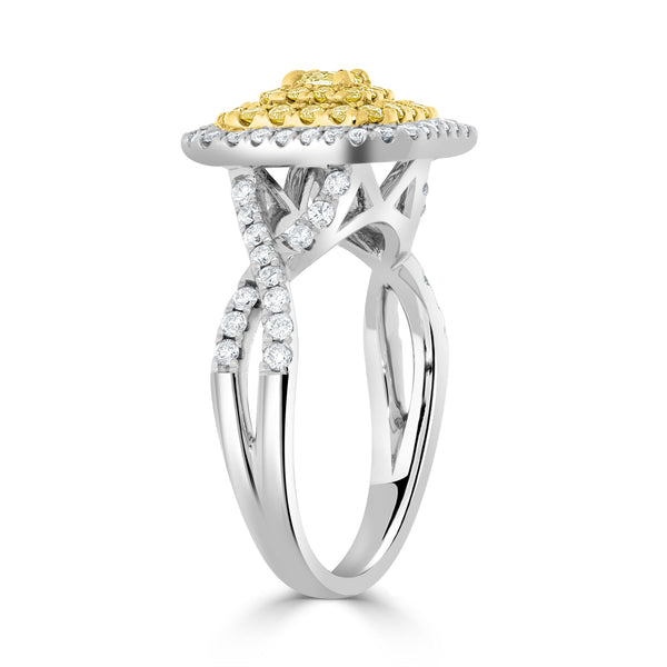 0.15tct Yellow Diamond Ring with 0.75tct Diamonds set in 14K Two Tone gold