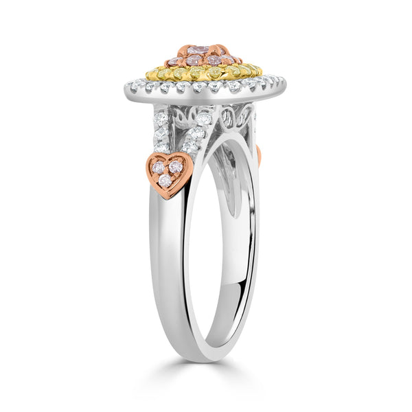 0.18ct Pink Diamond Ring with 0.77tct Diamonds set in 14K Two Tone Gold