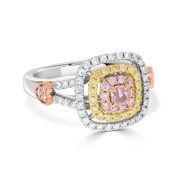 0.18ct Pink Diamond Ring with 0.77tct Diamonds set in 14K Two Tone Gold