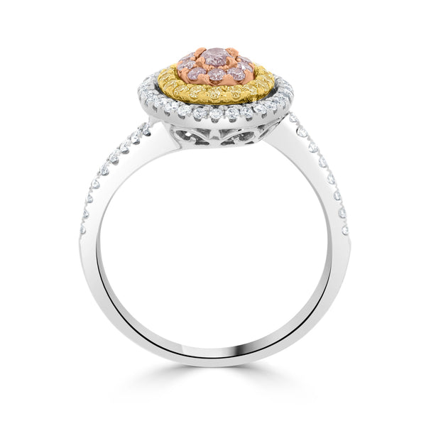 0.13 Pink Diamond Rings with 0.64tct Diamond set in 14K Two Tone Gold