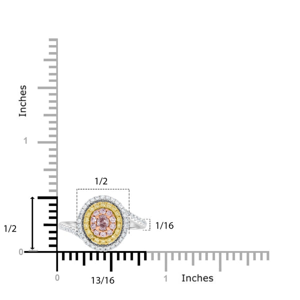 0.13 Pink Diamond Rings with 0.64tct Diamond set in 14K Two Tone Gold