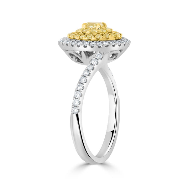 0.21tct Yellow Diamond Ring with 0.53tct Diamonds set in 14K Two Tone gold