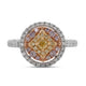 0.14Ct Yellow Diamond Ring Wtih 0.68Tct Diamonds In 18K Two Tone Gold