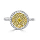 0.13tct Yellow Diamond ring with 0.68tct accent diamonds set in 18K two tone gold