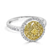 0.13tct Yellow Diamond ring with 0.68tct accent diamonds set in 18K two tone gold