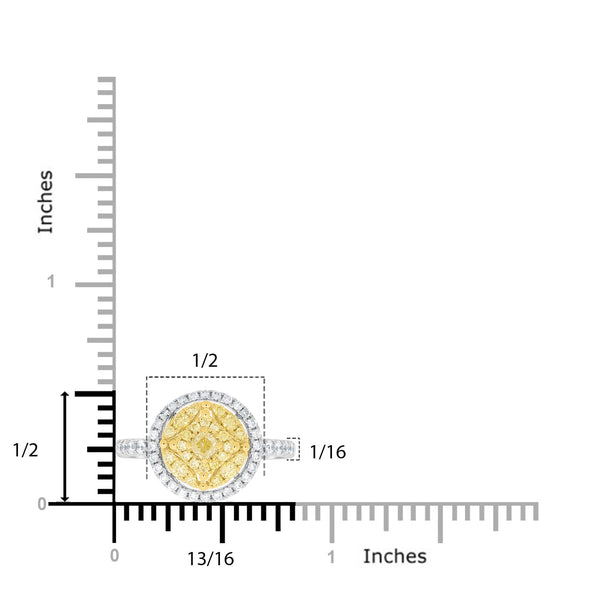 0.16tct Yellow Diamond Ring with 0.73ct Diamonds set in 14K Two Tone gold