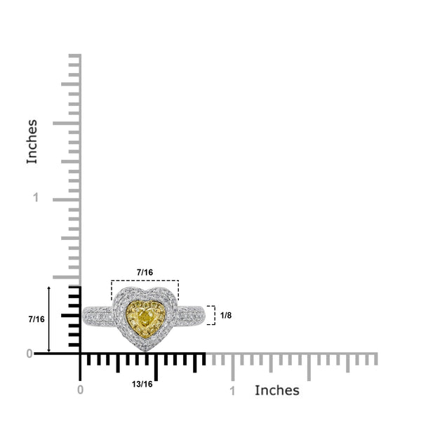 0.24ct Yellow Diamond ring with 0.69tct diamonds set in 18K two tone gold