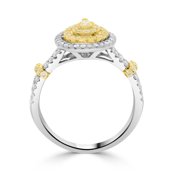 0.12ct Yellow Diamond Ring with 0.88tct Diamonds set in 14K Two Tone Gold