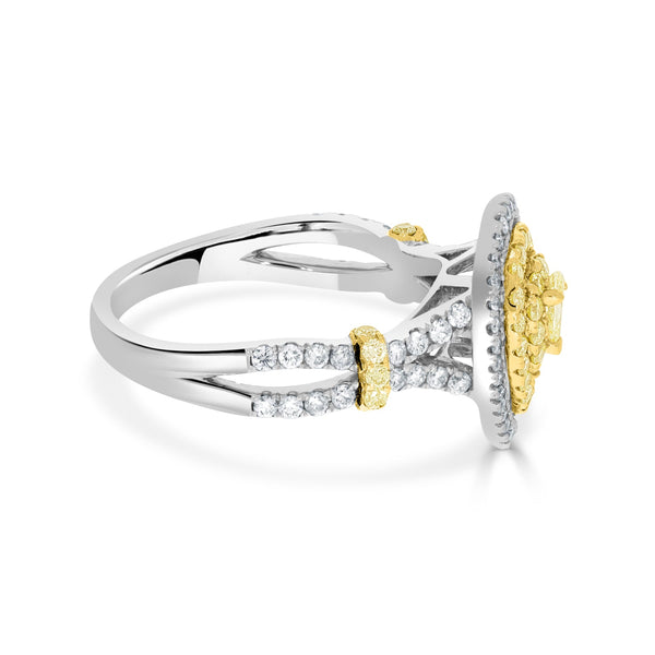 0.12ct Yellow Diamond Ring with 0.88tct Diamonds set in 14K Two Tone Gold