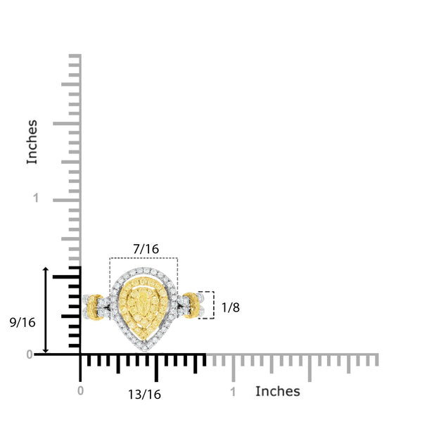 0.12ct Yellow Diamond Ring with 0.88tct Diamonds set in 14K Two Tone Gold