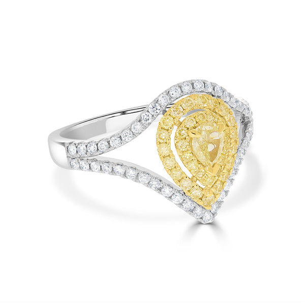 0.23tct Yellow Diamond Ring with 0.63tct Diamonds set in 14K Two Tone gold