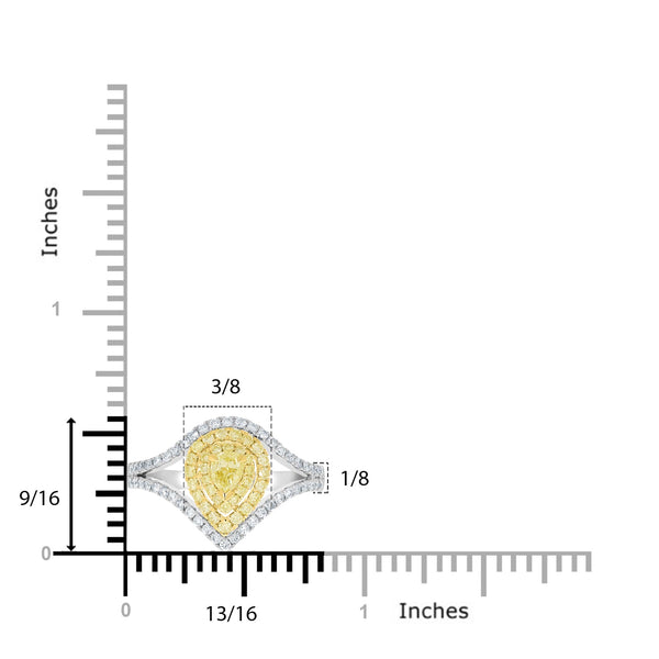 0.23tct Yellow Diamond Ring with 0.63tct Diamonds set in 14K Two Tone gold