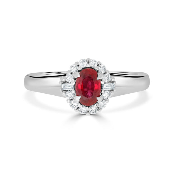 0.81Ct Ruby Ring With 0.14Tct Diamonds Set In 14K Yellow Gold