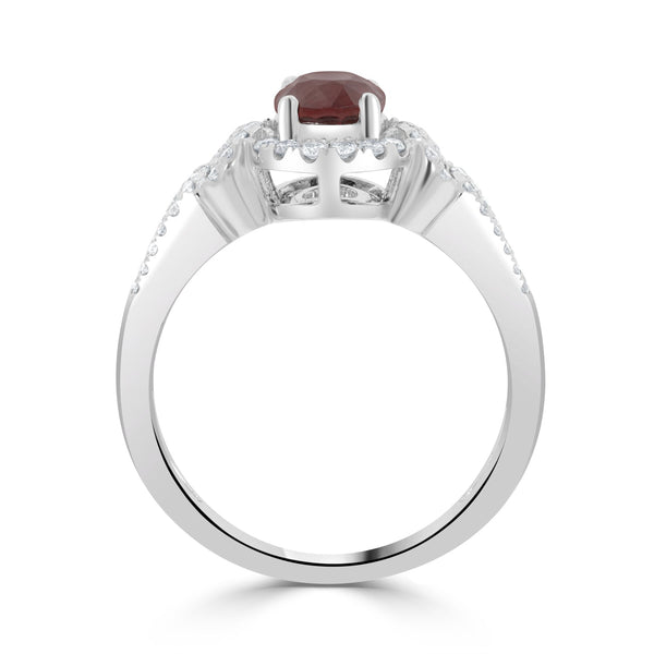 1.4 Ruby Rings with 0.26tct Diamond set in 14K White Gold