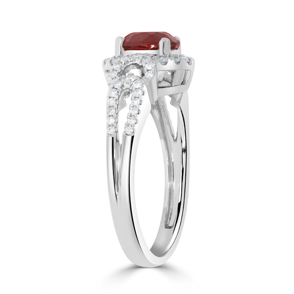 1.4 Ruby Rings with 0.26tct Diamond set in 14K White Gold