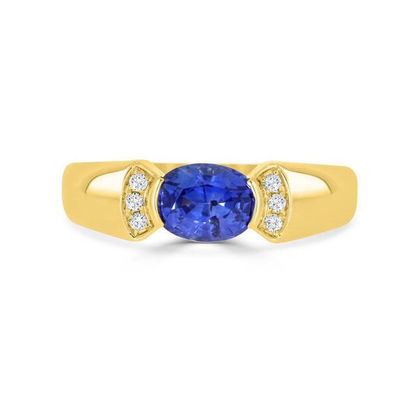 1.88ct Sapphire Ring with 0.11tct Diamonds set in 14K Yellow Gold