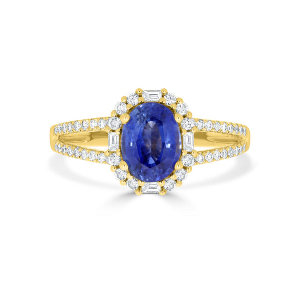 1.81ct Sapphire Ring with 0.36tct Diamonds set in 14K Yellow Gold