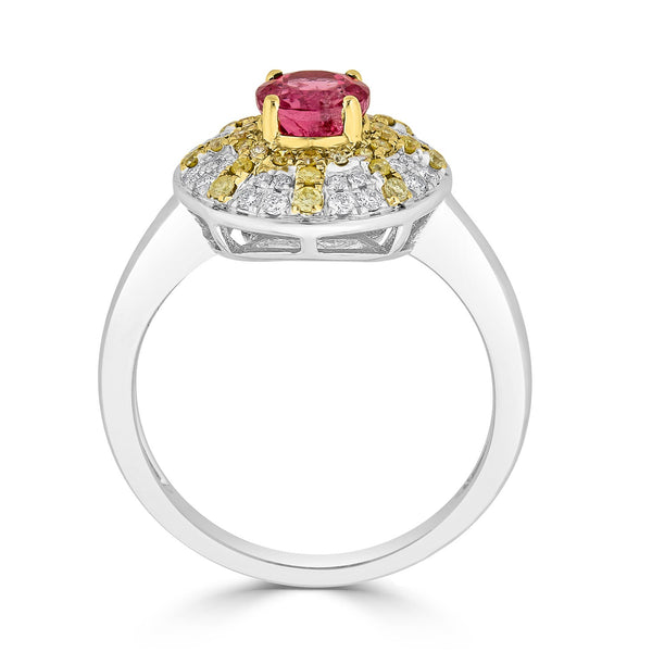 1.01ct Spinel ring with 0.37tct diamonds set in 14K two tone gold