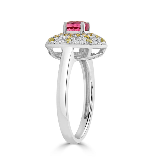 1.01ct Spinel ring with 0.37tct diamonds set in 14K two tone gold