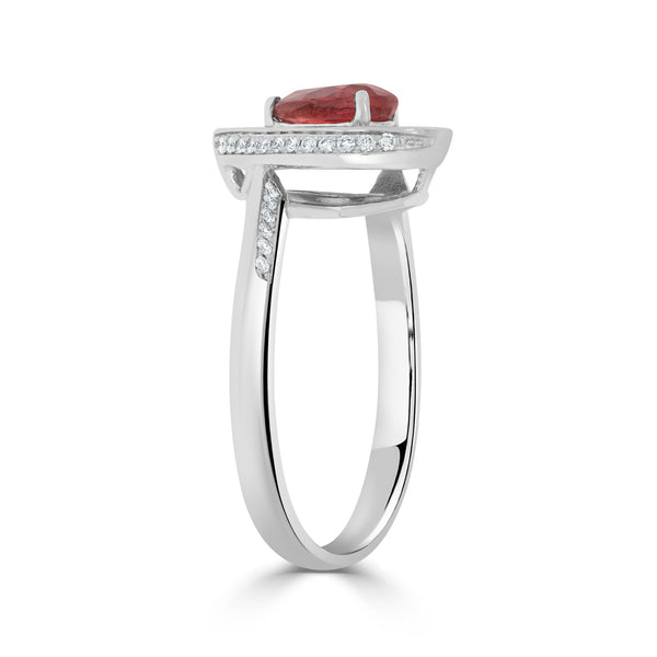 0.77Ct Ruby Ring With 0.27Tct Diamonds Set In 18K White Gold