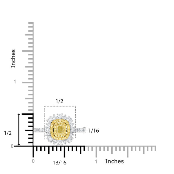 0.25ct Yellow Diamond Ring with 0.95tct Diamonds set in 14K Two Tone Gold