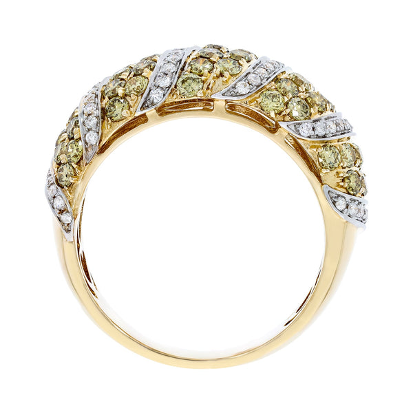 1.45tct Yellow Diamond Ring With 0.26tct Diamonds With 14kt Yellow Gold