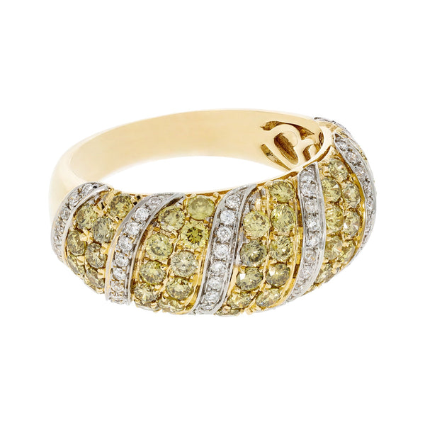 1.45tct Yellow Diamond Ring With 0.26tct Diamonds With 14kt Yellow Gold