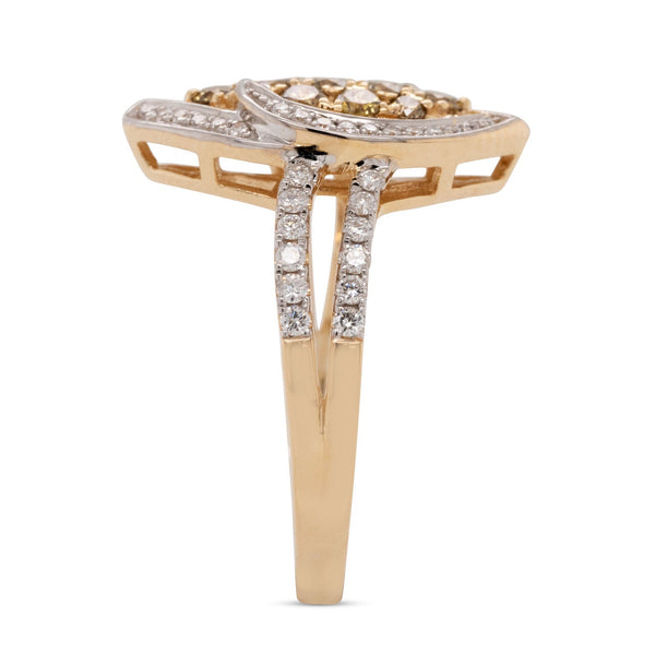 0.47Tct Yellow Diamond Ring With 0.34Tct White Diamonds In 14K Yellow Gold