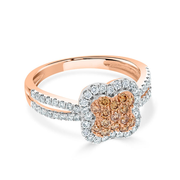 0.28tct Pink Diamonds ring with 0.43tct diamonds set in 14K rose gold