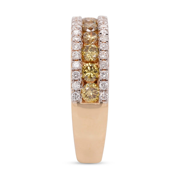 0.85ct Yellow Diamond ring with 0.33ct diamonds set in 14K yellow gold