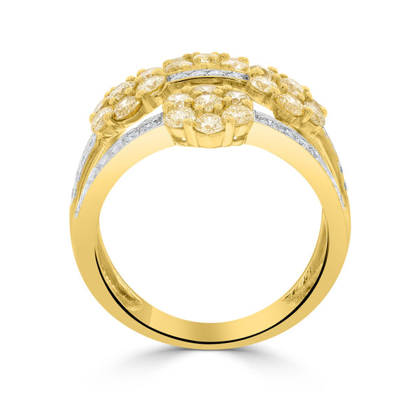 1.66Tct Yellow Diamond Ring With 0.30Tct Diamonds In 14K Two Tone Gold