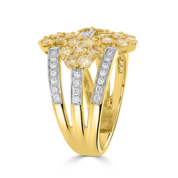 1.66Tct Yellow Diamond Ring With 0.30Tct Diamonds In 14K Two Tone Gold