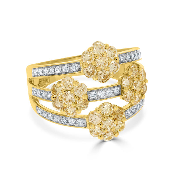 1.66Tct Yellow Diamond Ring With 0.30Tct Diamonds In 14K Two Tone Gold