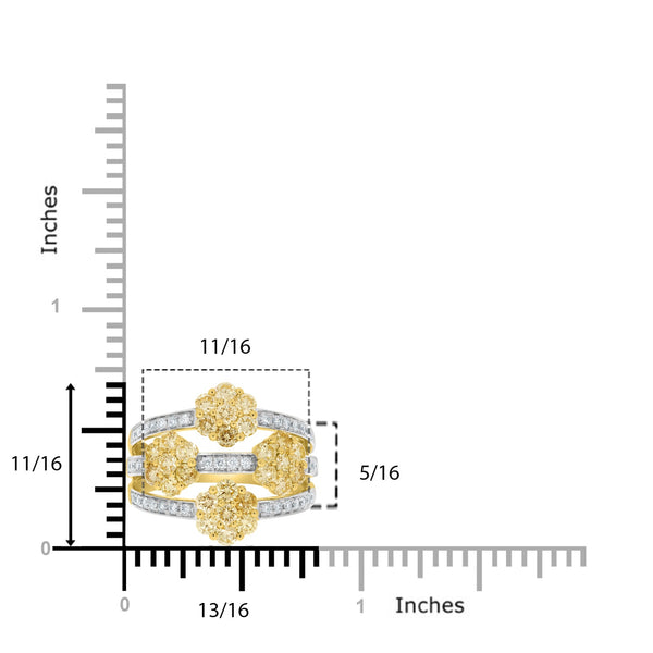 1.66Tct Yellow Diamond Ring With 0.30Tct Diamonds In 14K Two Tone Gold