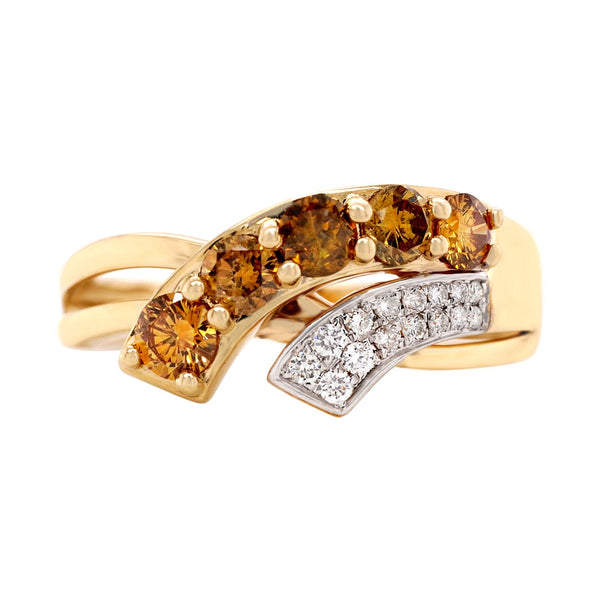 0.74Tct Yellow Diamond Ring With 0.10Tct Diamonds In 14K Yellow Gold