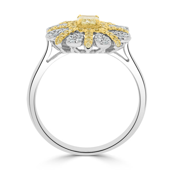 0.28tct Yellow Diamonds Rings with 0.41tct diamonds set in 18kt two tone gold