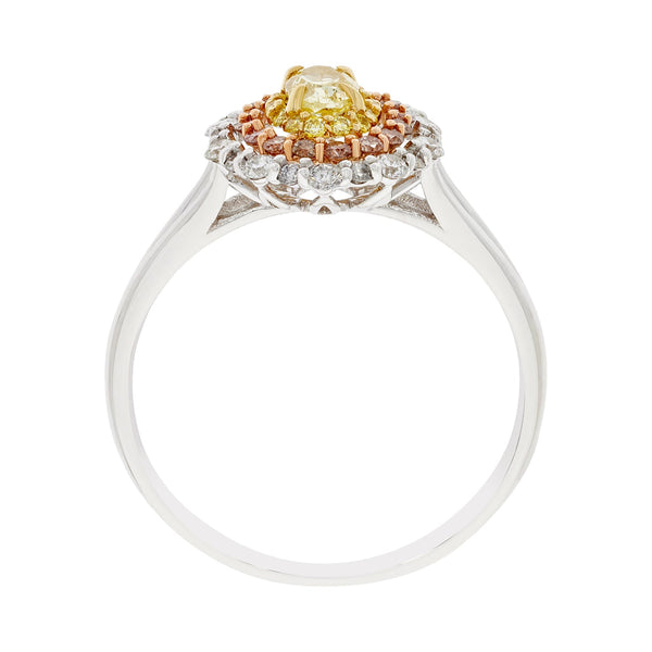 0.28ct Yellow Diamond Ring With 0.45tct Diamonds Set In 18K Two Tone Gold