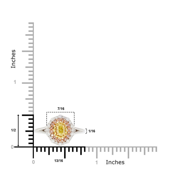 0.28ct Yellow Diamond Ring With 0.45tct Diamonds Set In 18K Two Tone Gold