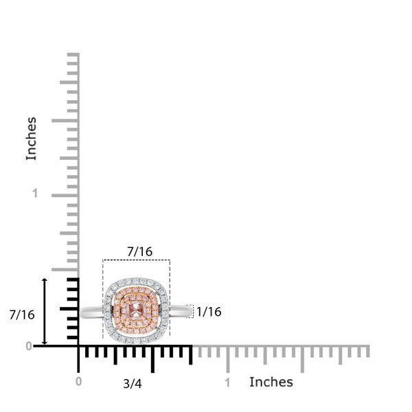 0.19ct Pink Diamond Ring with 0.27tct Diamonds set in 14K Two Tone Gold