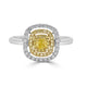 0.25tct Yellow Diamond ring with 0.30tct accent diamonds set in 18K two tone gold