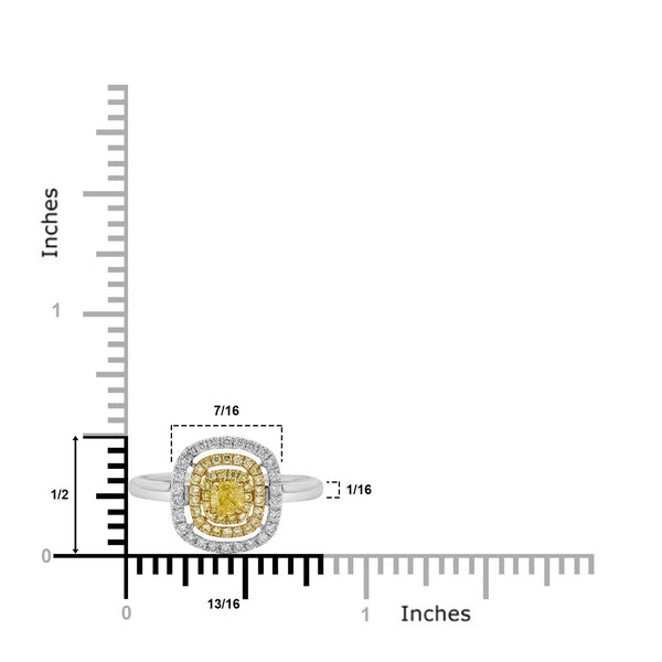 0.25tct Yellow Diamond ring with 0.30tct accent diamonds set in 18K two tone gold